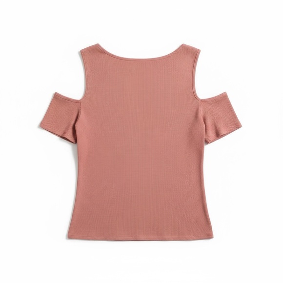 Charlotte Russe Coral Cold Shoulder Tee - Picture 2 of 3